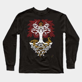 Yggdrasil and Creatures Norse Mythology Knotwork Long Sleeve T-Shirt